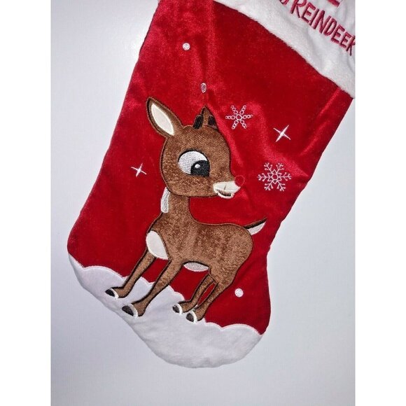 Dan Dee Collectors Choice Rudolph the red-nosed Reindeer Stocking velvet red 19" - Picture 3 of 7
